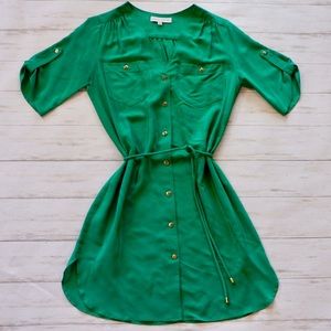 Amanda Uprichard Emerald Button Up Dress